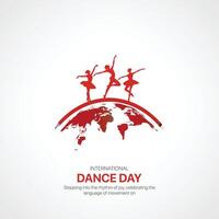 international Danse journée. Danse journée Créatif les publicités conception avril 29. social médias affiche, , 3d illustration. vecteur