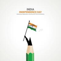 Indien indépendance jour, indien indépendance journée Créatif les publicités conception. social médias Publier 3d illustration. vecteur
