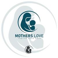 mère silhouette magnifique femme et bébé avec sa bébé carte content de la mère journée logo vecteur