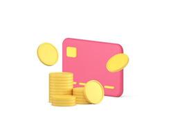 crédit débit carte d'or pièce de monnaie en espèces argent empiler financier investissement bancaire Compte 3d icône vecteur
