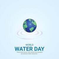 monde l'eau journée. l'eau journée Créatif les publicités conception Mars 22. social médias affiche, , 3d illustration. vecteur
