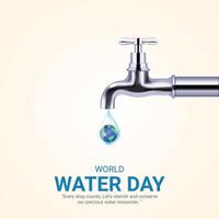 monde l'eau journée. l'eau journée Créatif les publicités conception Mars 22. social médias affiche, , 3d illustration. vecteur