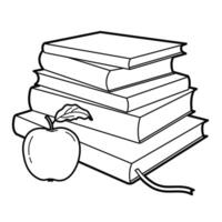 empiler de livres et pomme, école, éducation vecteur