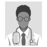 médical icône médecin avec stéthoscope. illustration médical médecin avatar dans une plat style. niveaux de gris soins de santé professionnel avatar, santé ouvrier icône, Masculin médecin profil vecteur