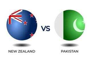 Créatif Nouveau zélande contre Pakistan cercle drapeau illustration. Nouveau zélande Pakistan criquet correspondre. 3d drapeau vecteur