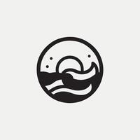 océan silhouette conception dans ligne art style vecteur
