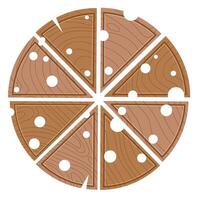 vide en bois Coupe planche divisé dans Triangles dans le forme de fromage tranches Pizza plat style vecteur