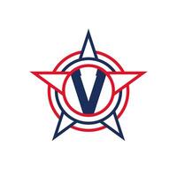 lettre v étoile logo conception. patriotique v logo concept à l'intérieur étoile vecteur
