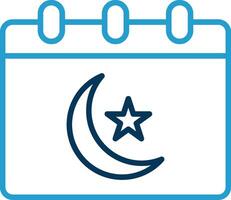 Ramadan temps table ligne bleu deux Couleur icône vecteur