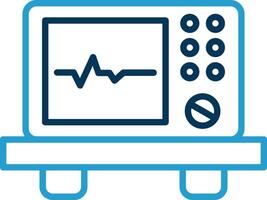 ecg dispositif ligne bleu deux Couleur icône vecteur