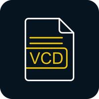VCD fichier format ligne rouge cercle icône vecteur