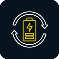 éco batterie ligne Jaune blanc icône vecteur