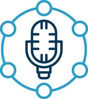 microphone ligne bleu deux Couleur icône vecteur