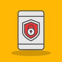 Sécurité mobile fermer à clé rempli ombre icône vecteur