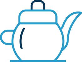 thé pot ligne bleu deux Couleur icône vecteur
