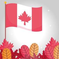 drapeau canadien et feuilles d'automne dessin vectoriel