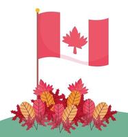 drapeau canadien et feuilles d'automne dessin vectoriel