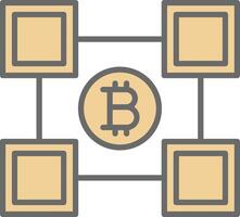 blockchain blockchain ligne rempli lumière icône vecteur