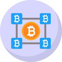 bitcoin blocs plat bulle icône vecteur