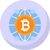 global bitcoin plat bulle icône vecteur