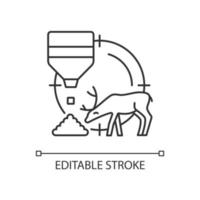 icône linéaire de chasse aux appâts. exposer les aliments et traquer la sauvagine et les mammifères. capturer une proie. illustration personnalisable de fine ligne. symbole de contour. dessin de contour isolé de vecteur. trait modifiable vecteur