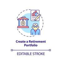 créer une icône de concept de portefeuille de retraite. portefeuille d'investissement idée abstraite fine ligne illustration. la préservation du capital et la croissance des revenus. dessin de couleur de contour isolé de vecteur. trait modifiable vecteur