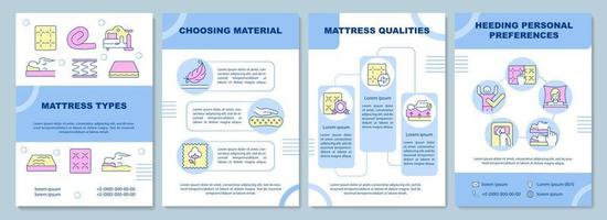 choisir le modèle de brochure de matelas. préférences personnelles. flyer, brochure, impression de dépliant, conception de la couverture avec des icônes linéaires. mises en page vectorielles pour présentation, rapports annuels, pages de publicité vecteur