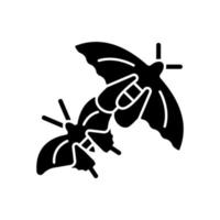 papillons de l'icône de glyphe noir de singapour. insectes nationaux. espèces de papillons asiatiques. parc naturel singapourien. spécimens entomologiques. symbole de silhouette sur un espace blanc. illustration vectorielle isolée vecteur