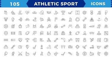 Facile ensemble de athlétique sport en relation ligne Icônes. pixel parfait.contient tel Icônes comme équitation l'eau vélo, souper embarquement, soin de la tête ,planche à voile et plus. modifiable accident vasculaire cérébral. vecteur