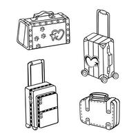 esquisser valise ensemble isolé sur blanc Contexte. illustration. vecteur