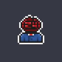 24 heure tête portant costume dans pixel art style vecteur