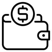 icône de ligne de portefeuille vecteur