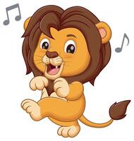 mignonne Lion dansant dessin animé illustration. animal la nature icône concept isolé prime vecteur