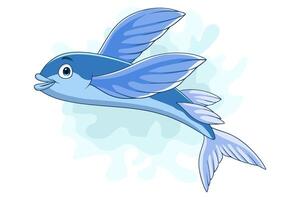 dessin animé poisson volant sur fond blanc vecteur