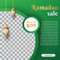 islamique social médias Publier modèle avec réaliste lanterne ornement conception vecteur