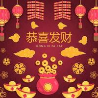 fond de gong xi fa cai vecteur