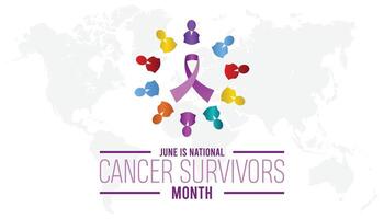 nationale cancer survivants mois observé chaque année dans juin. modèle pour arrière-plan, bannière, carte, affiche avec texte une inscription. vecteur