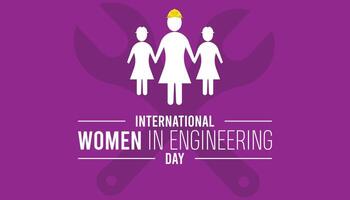 international femmes dans ingénierie journée observé chaque année dans juin. modèle pour arrière-plan, bannière, carte, affiche avec texte une inscription. vecteur