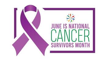 nationale cancer survivants mois observé chaque année dans juin. modèle pour arrière-plan, bannière, carte, affiche avec texte une inscription. vecteur