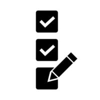 liste de contrôle et stylo silhouette icône. tâche liste. vecteur