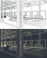 grand entrepôt croquis vecteur