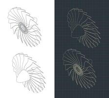 turbine lames isométrique dessins vecteur