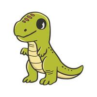 dessin animé dessin de une amical dinosaure permanent sur ses de derrière jambes avec une gros sourire vecteur