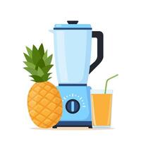 mixeur ou mixer. équipement pour smoothie fabrication. ananas et verre de Frais jus. cuisine outil pour cuisson. vecteur