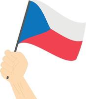 main en portant et élevage le nationale drapeau de tchèque république vecteur