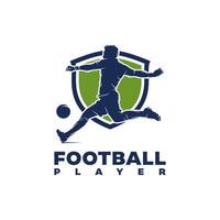 football emblème avec une silhouette de le joueur logo vecteur