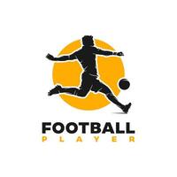 football emblème avec une silhouette de le joueur logo vecteur