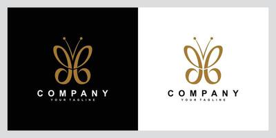 papillon logo. luxe ligne logotype conception. papillon symbole. illustration vecteur