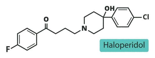 squelettique formule de halopéridol. drogue chimique molécule. vecteur