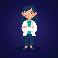 enfant fille portant une médecin uniforme dessin animé personnage conception vecteur